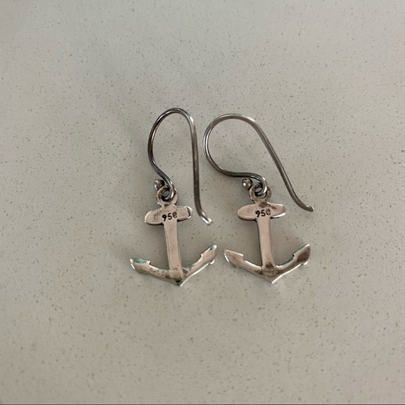 Sterling Silver Anchor Dangle Earrings - Picture 2 of 3
